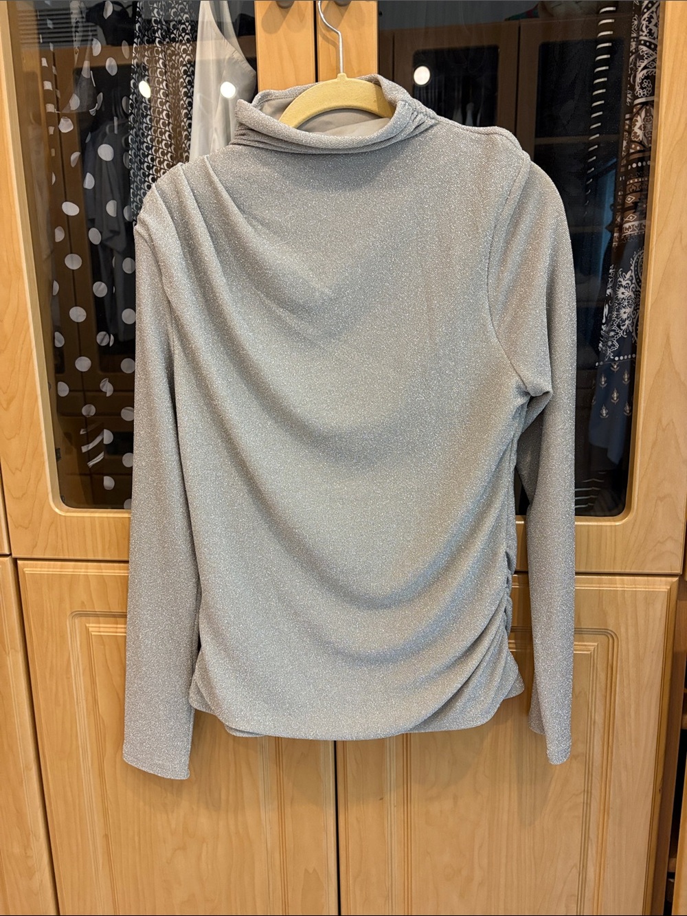 White House Black Market FORME stretch, metallic long sleeve tee